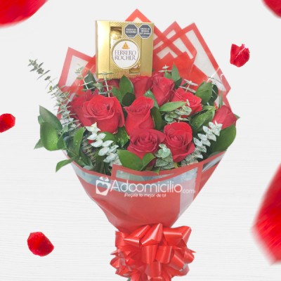 Bouquet De Rosas Con Chocolates Para Amor Y Amistad A Domicilio En Medellín Pedido Con Un Día De Anticipación 