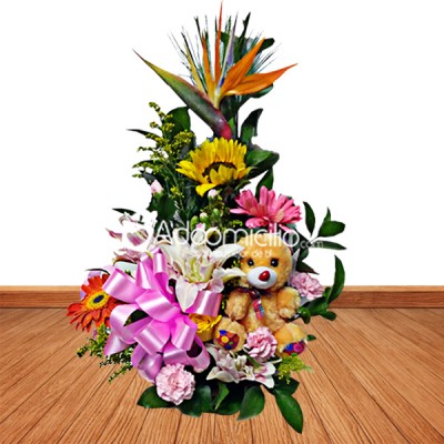 Floristeria a domicilio en Medellin Ramo mini con peluche