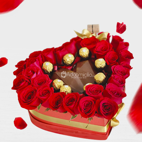Corazón De Chocolate Rompible Con Rosas Para Amor Y Amistad A Domicilio En Bogotá Pedido Con Un Día De Anticipación  