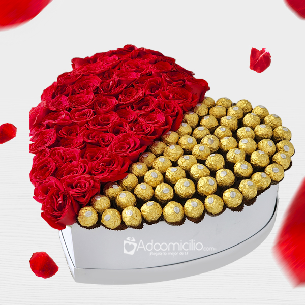 Corazón Con Ferrero Roche Y Rosas Para Amor Y Amistad A Domicilio En Bogotá Pedido Con Un Día De Anticipación 