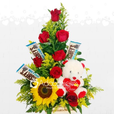Rosas Dulce Con Peluche Arreglo Floral A Domicilio En Cali