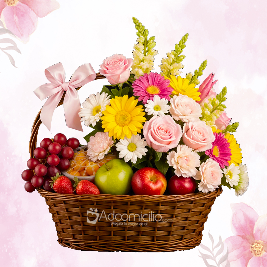 Regalo Frutal Con Flores Para Mamá A Domicilio En Bogotá Pedido Con Un Día De Anticipación 
