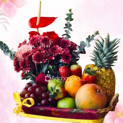 Ancheta Frutal Con Flores Para El Día De La Madre A Domicilio En Armenia Pedido Con Un Día De Anticipación 