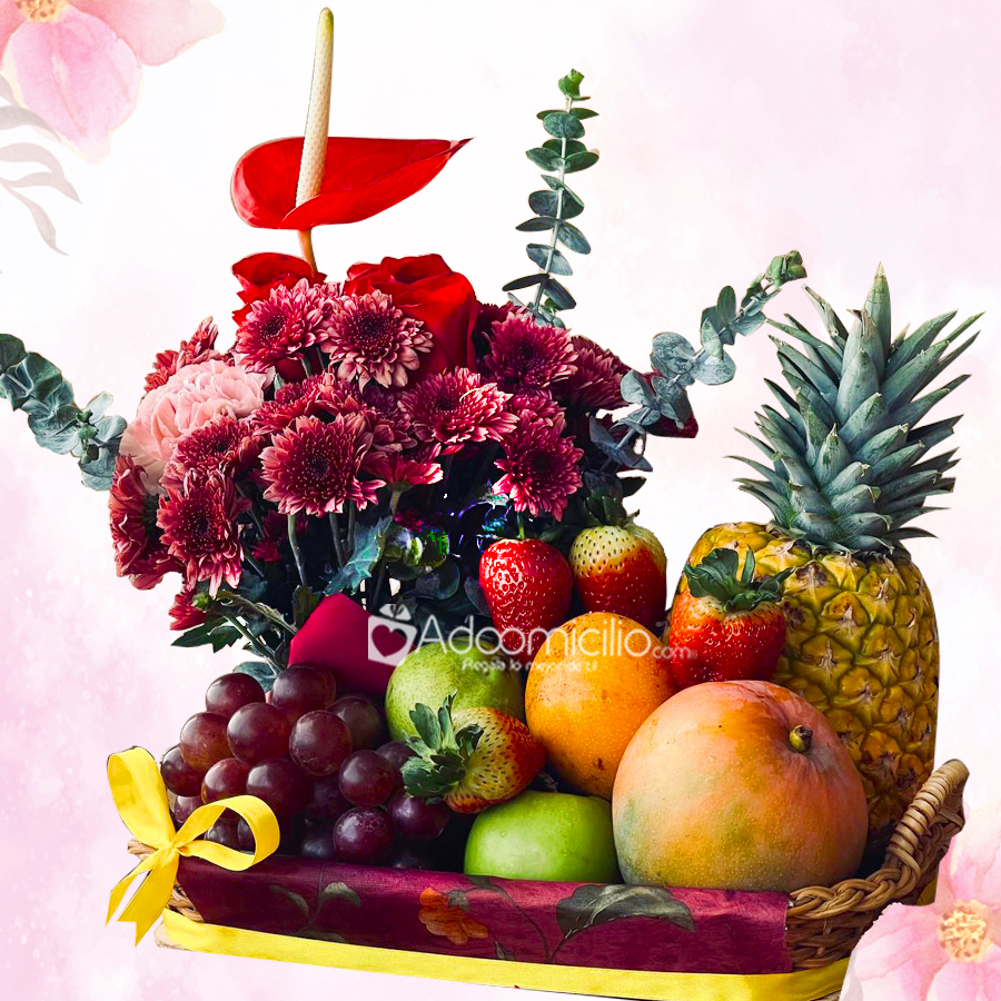 Ancheta Frutal Con Flores Para El Día De La Madre A Domicilio En Armenia Pedido Con Un Día De Anticipación 