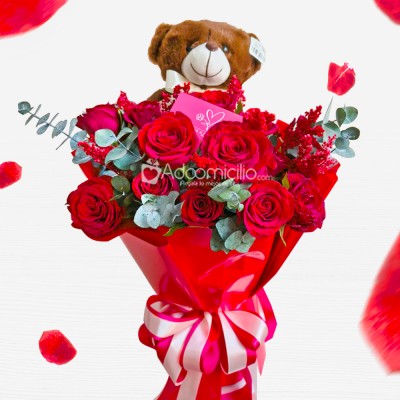 Rosas Y Peluche Para San Valentín A Domicilio En CDMX Pedido Con 2 Días De Anticipación 