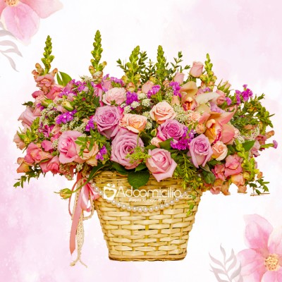 Arreglo Floral En Canasta Para Celebrar El Día De La Madre A Domicilio En Medellín 
