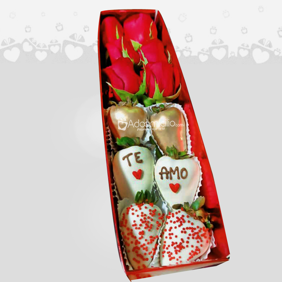 Caja De Rosas Y Fresas Con Chocolate A Domicilio En Barranquilla Pedido Con Un Día De Anticipación 