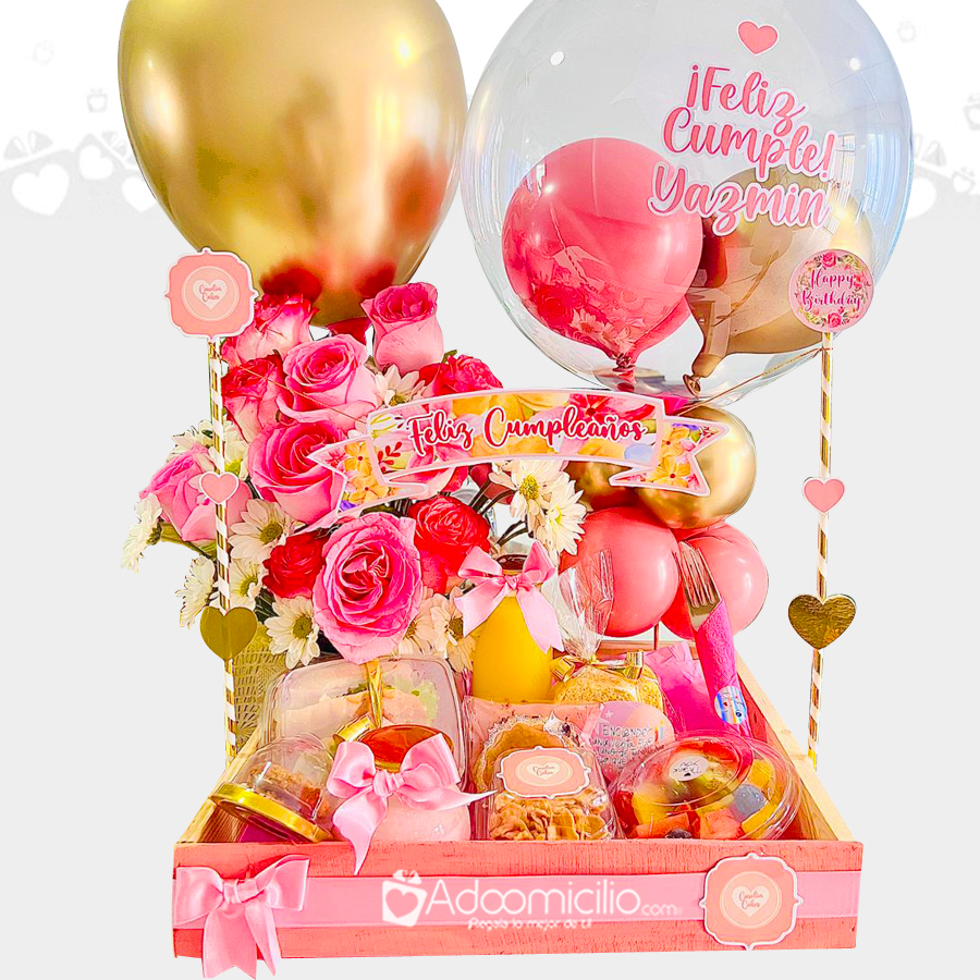 Desayuno Sorpresa De Cumpleaños Para Mujer Con Flores A Domicilio En Barranquilla Pedido Con Un Día De Anticipación 